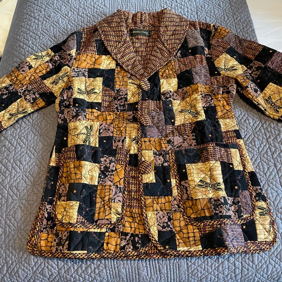 New Donna Sharp Vintage Quilted Cotton Dragonfly Jacket Size: P - Picture 6 of 11